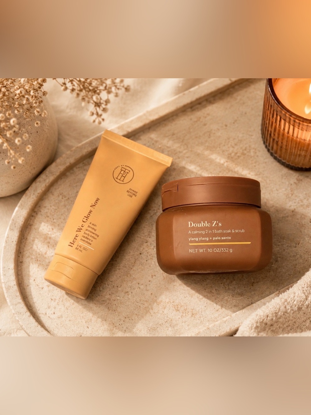 TPH 2-in-1 Bath Soak Scrub and shimmer body lotion